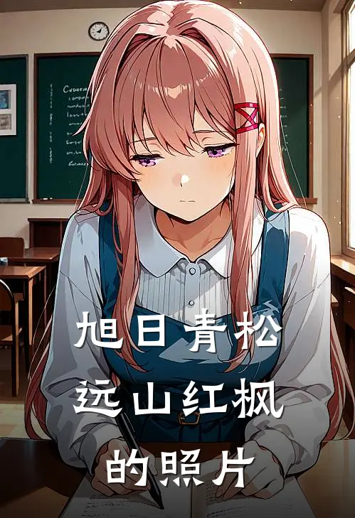 旭日青松远山红枫的照片